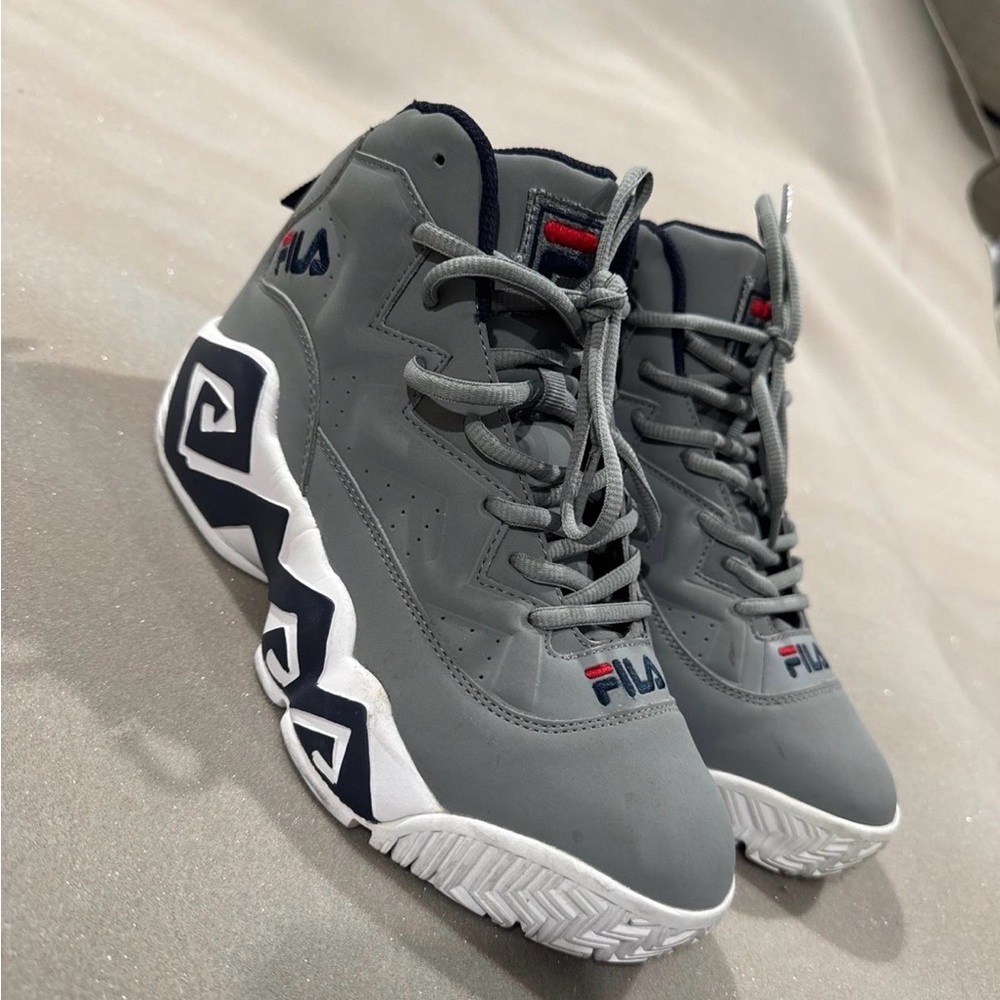 Fila Gray and Navy High-Top Sneakers